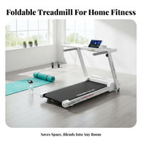 Quiet Engine Foldable Treadmill Low Noise Operation Folding Treadmill Shock Absorption Electric Walking Machine Digital LCD Display for Apartment