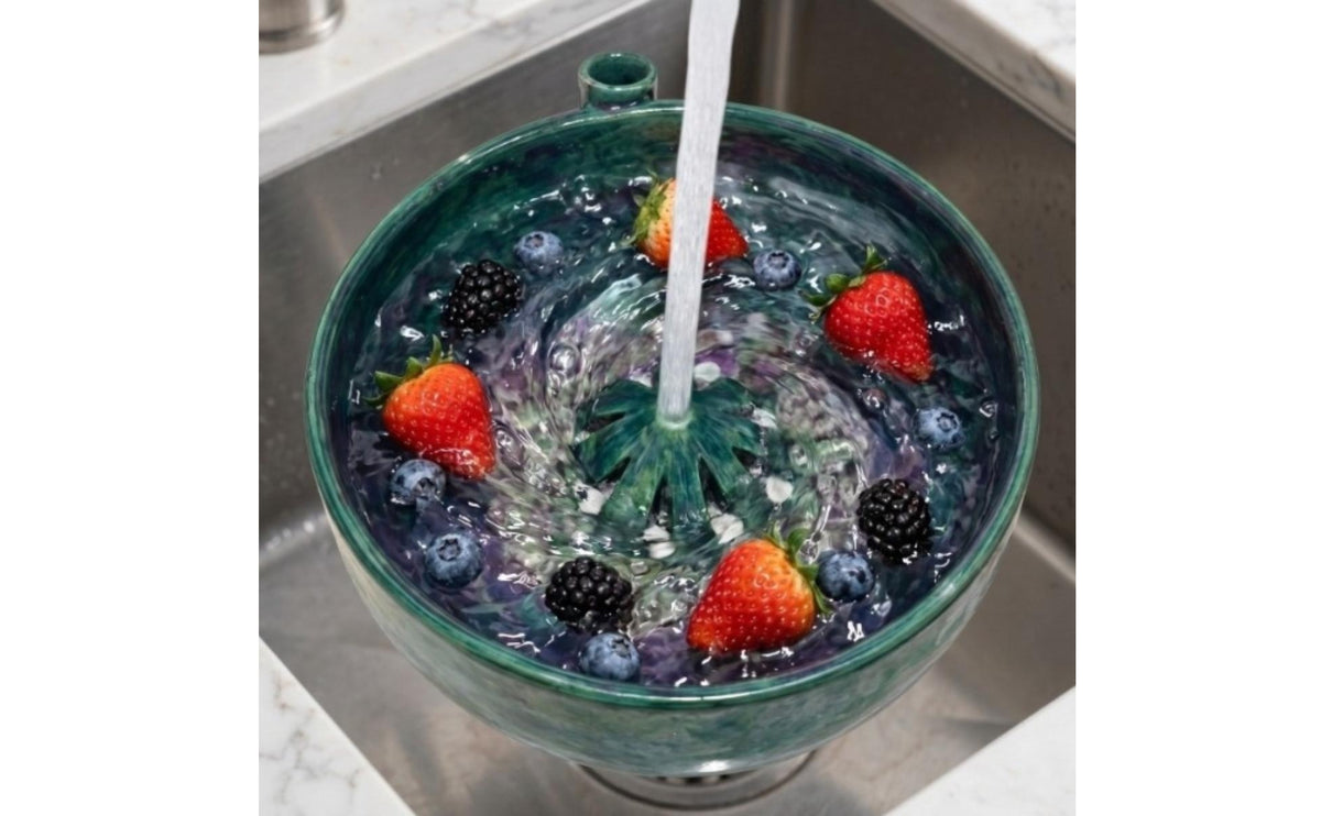 Fruit and Vegetable Basin Glazed Ceramic Washing Basin Slotted