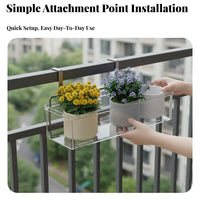 two-level 2-Tier Railing Planter Space-Saving 2-Tier Hanging Planter Rack safety Guardrail Plant Holder Easy Installation for Gardeners, Apartment Dwellers, homeowners, Balcony, sillsill, Fence, Porch
