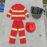 With Accessories Kids Fireman Uniform Educational Firefighter Costume Set Reflective Stripes Children's Apparel for Halloween, Parties