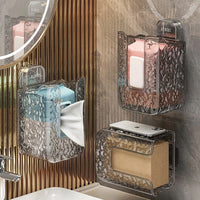 Toilet Paper and Toilet Wipes Dispenser with Wave Pattern, Suction Cup Wall Mount Tissue Box Holder, Paper Towel Holder for Vertical Storage
