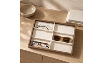 Divided Interior Wooden Eyeglass Display Box Lined Insert 6-Compartment Display Box Rectangular Easy to See