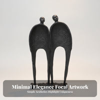 Abstract Human Statue Tabletop Statue Tapered Two-Figure Sculpture Compact Size