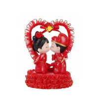 Couple Figurine with Heart Frame Decorative Tabletop Ornament Whimsical