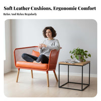 Nordic Design Wrought Iron Armchair utilitarian design Loveseat and Coffee Table Set Minimalist Aesthetic Lounge Seating Space-Saving for Apartment Dwellers, Young Adults, Small Business Owners, Living Room, Reception Area, Home Office