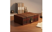 Retro Book Shaped Box Handmade Craftsmanship Antique Keepsake Chest Antique Design Treasure Chest Embossed Pattern for Shelf