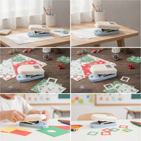Spring-Loaded Paper Punch with Embossing Tool Compact Handheld Paper Punch Easy-Push Versatile for Journaling