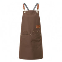 Large Front Pocket Cross-Back Apron Long Work Apron Leather-Look Strap Tabs Workwear Adjustable for Kitchen, Gardening, Service