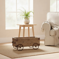 Wooden Wagon Planter Sturdy Flower Cart with Wheels Long-Lasting for Patio