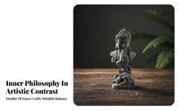 Carved Details Buddhist Figurine Gray Finish Buddha Statue Long-Lasting Tabletop Statue Aquarium-Safe