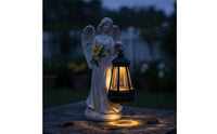 Decorative Angel Figurine with Lantern Light-up Angel Statue Hanging Sculpture Solar-Powered for Patio