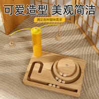 Solid Wood Cat Toy with Scratching Board