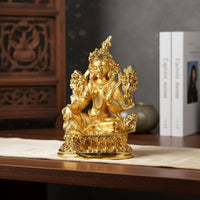 Gilt Buddha Figurine Collectible Small Buddha Decoration Feng Shui Statue Intricate Designs Small Lotus-Born Idol for Tea Room