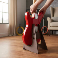Safeguarding Padding Wooden Electric Guitar Stand Stable Design Wooden Floor Guitar Rack Easy Assembly Portable Triangular Frame Instrument Stand Space-Saving for Guitarists