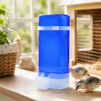 Automatic feeder and water dispenser, 800ml, for poultry & cats, pet feeder, transparent cyan/white, plastic