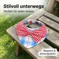 Navy plaid dog bandana, triangular dog bandana, customizable, for birthdays & walks, stylish dog bandanas