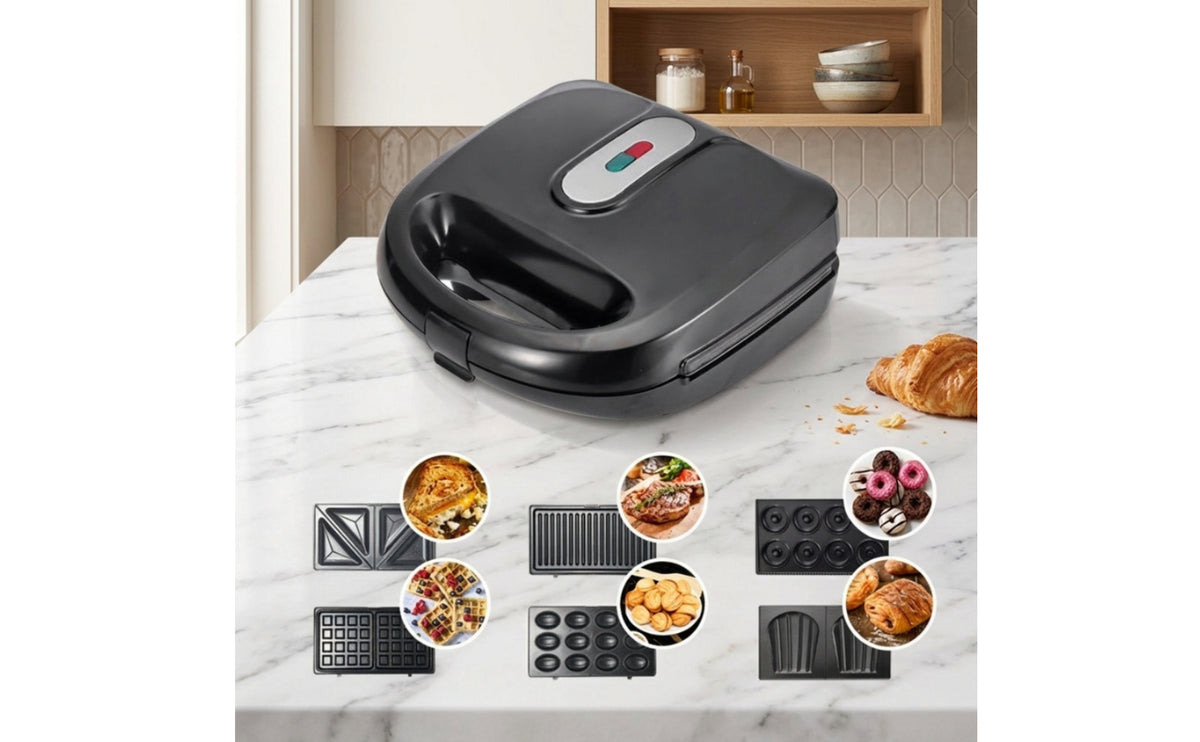 Breakfast Sandwich Maker Interchangeable Sandwich Maker with Removable Plates Electric Appliance for Students, Families, Dorm Rooms, Small Kitchens