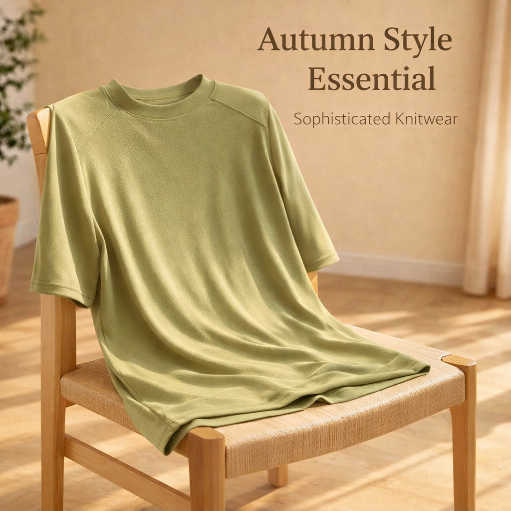 Women's Mock Neck Knit Sweater with Half Sleeves for Business Casual Office Wear, Breathable Viscose Blend Pullover Top, Plus Size Available