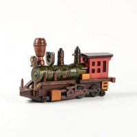 Wooden Train Model Carved Steam Locomotive Model Rustic for Office, Collectors