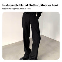 Extra Long Length Split-Hem Flare Trousers Versatile Design Dress Pants Costume Clothing for Cosplayers, Fashion Enthusiasts, Cosplay Events, Themed Parties, Stage Performances, Daily Wear