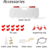 Ground-Standing Chicken Waterer with Cups Weight-operatedFed Automatic Poultry Drinker Large Poultry Waterer Easy-Install for Ducks, Geese, Farm