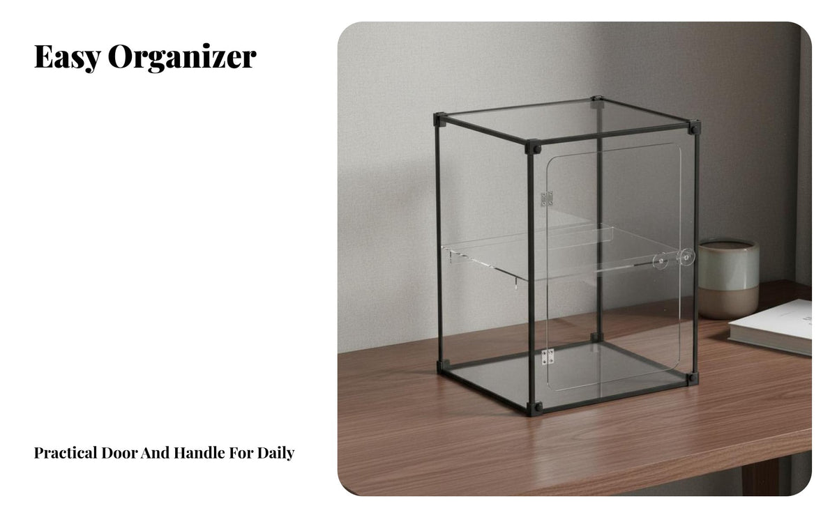 Acrylic Display Case Front Door Panel Dustproof Figurine Cabinet High See-Through Quality Clear Figure Showcase for Collectors, Hobbyists