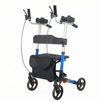Upright Ambulatory Device Adjustable Height Forearm Wheeled Support Seat with Bag Four-Wheeled Shopping Cart for Elderly