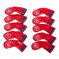 10 Pieces Soft Lined Golf Iron Headcover Set Waterproof Numbered Iron Covers Embroidered Numbers for Golfers