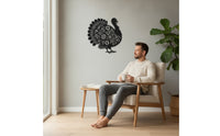 Turkey Metal Wall Art Floral Cutout Turkey Silhouette Wall Art Farmhouse Style for Autumn Harvest, Entryway, Dining Room