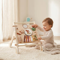 Wooden Infant Push Wagon Multi-Functional Wooden Push Wagon with Xylophone for Young Children, Infants, Playroom, Home, Nursery
