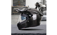 Lightweight Carbon Fiber Helmet | Aerodynamic, Helmet with Peak Visor, for Motorcycling