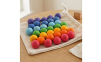 35 Pieces Child-Centered Wooden Balls with Bag Natural Polish Finish Color Sorting Toy Matte Sorting Balls Smooth for Toddlers, Preschoolers, Kids, Home, Classroom
