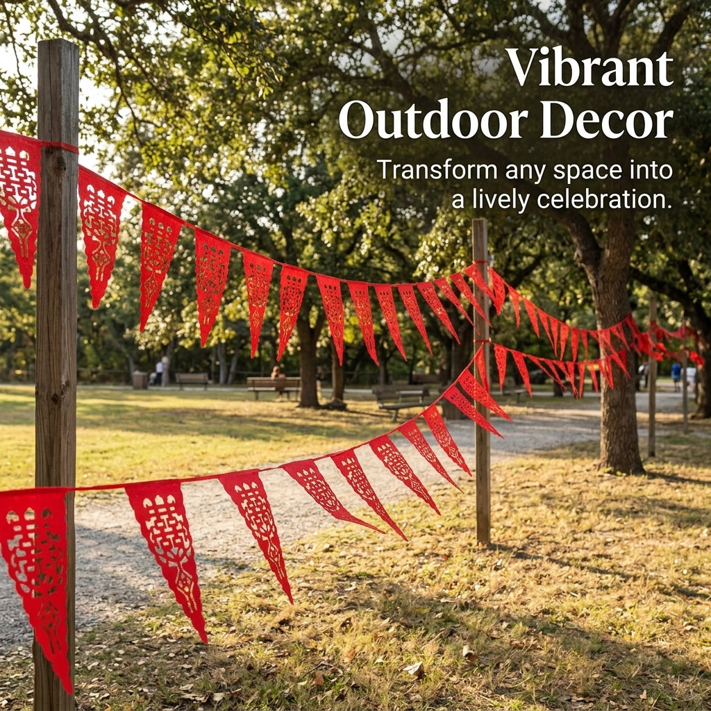 Red Polyester Wedding Flags 262ft Outdoor Wedding Celebration , Wedding Decorations for Outdoor Ceremony Garden Yard