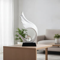 Contemporary Table Sculpture with Crystal Ball Modern Abstract Art Sculpture Resin Decorative Statue with Crystal Ball Feng Shui for Homeowners, Living Room, Bookshelf, Office, Entryway