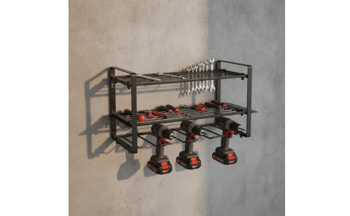 Wall-Mounted Power Tool Organizer 3 Layer Power Tool Organizer Wall Mount Easy Assembly Utility Rack with Shelves for Handymen