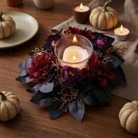 Artificial Rose Candle Collar Gold-Toned Accents Candle Collar Wreath