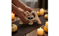Skeleton with Skeletal Heart Halloween Cranium with Skeletal Hands Resin Cranium Figurine for Bookshelf, Eerie Dwelling