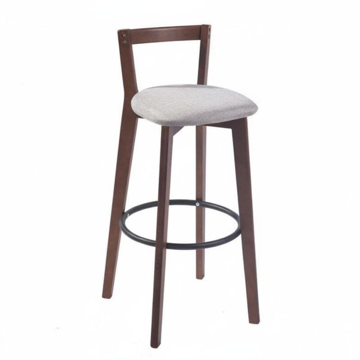 Nordic Aesthetic Wooden High-Back Stool Industrial Design Bar Seating With Backrest Counter-Height Chair Round Footrest for Cafe Owners, Homeowners, Adults, Coffee Shop, Restaurant, Reception Area, Dining Room