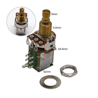B500K Potentiometer with Switch Compact Guitar Control Pot with Knurled Shaft Threaded for Luthier, Guitarists