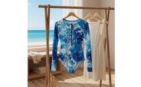 Zip Front Sun Shirt Close-Fitting Sun Protection Swimsuit Front Zip Sun Shirt Breathable Printed Surfing Bodysuit Excellent