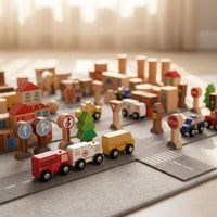 118 Pieces Preschool Building Blocks Smart Playing Construction Stacking Blocks Cognitive Skills Wooden Construction Block for Young Children, Kids