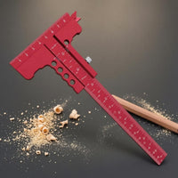 Etched Measurements Sliding T Head Ruler Adjustment Knobs Woodworking Marking Ruler Weight-Reducing Holes Carpentry Tool Anodized Finish