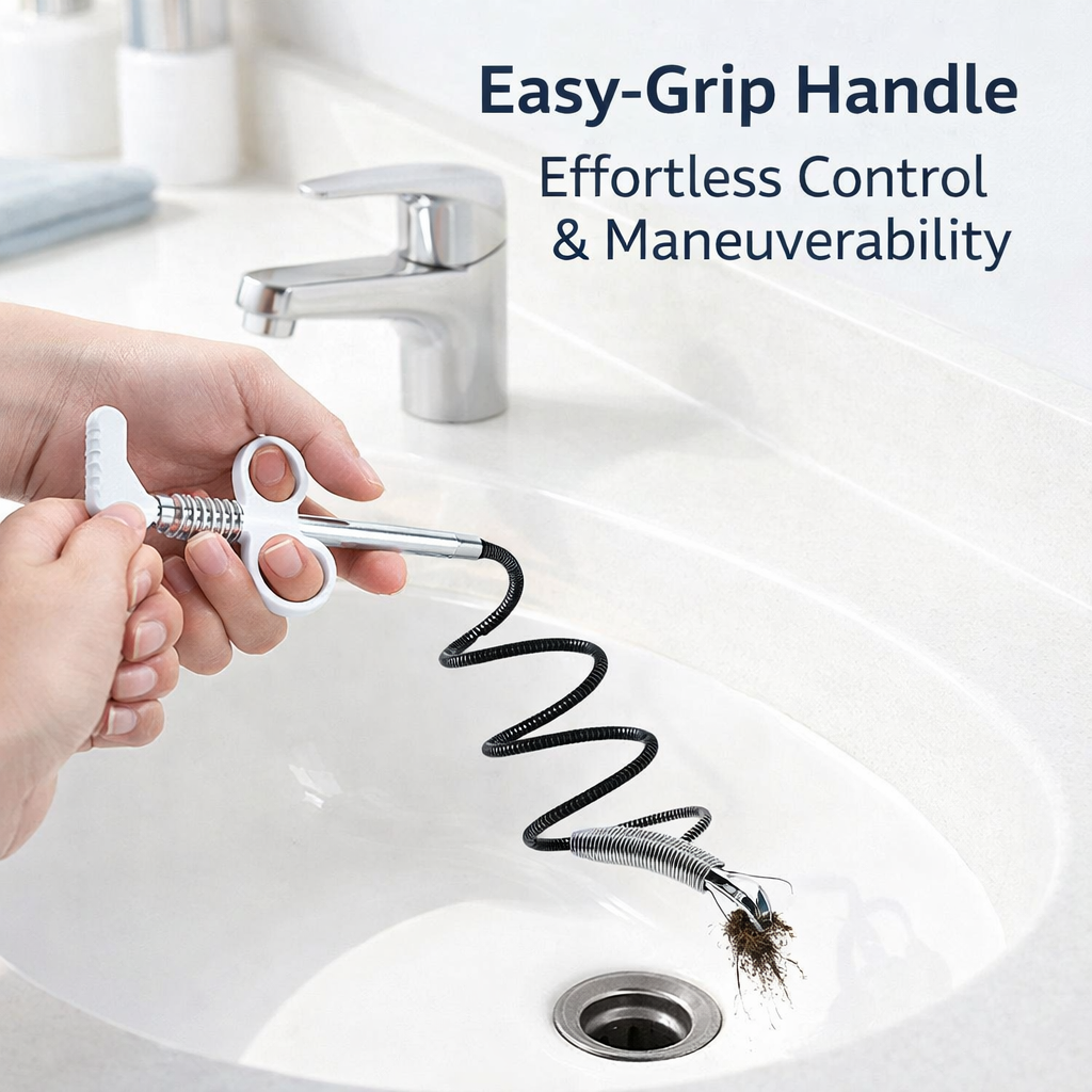 Clogged drain remover, flexible with hook, long steel wire cleaner, plumbing tool for kitchen homeowner auger, toilet 3.0 meter