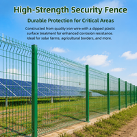 Grass Green Wire Fence Panel, Double Wire Mesh Fencing, PVC Coated Galvanised Security Fence Panels for Solar Farms, Livestock Enclosure Fencing