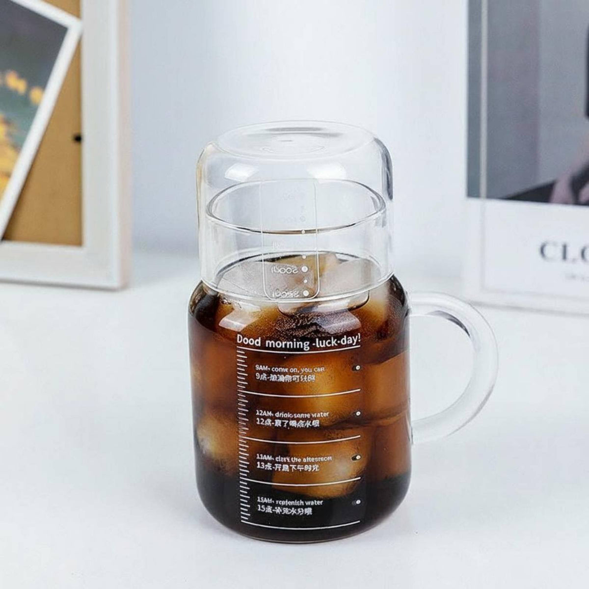 Heat Resistant Water Pitcher with Tumbler Large Capacity Glass Pitcher with Tumbler Lid Easy to Clean for Office Workers, Adults, Home, Desk