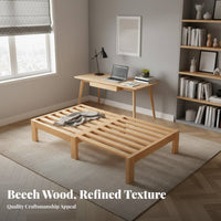 Expandable Slatted Bed Frame Space-Saving Daybed Multi-Functional Bedroom Furniture for Homeowners, Students, Small Spaces, Living Room, Home Office