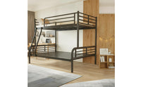 Space-Saving Bunk Bed Frame with Ladder Compact Metal Bunk Bed Industrial Furniture Modern for Dorm Room