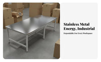 Heavy Duty Workbench High Load Capacity Heavy Duty Work Table Sturdy Construction Stainless Steel Workbench for Chefs, Mechanics, Warehouse, Basement