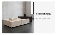 Nordic Design Low Rectangular Stand with Drawer Modern Design Center Table Minimalist Aesthetic Household Furniture Open Shelving for Apartment Dwellers, Renters, Homeowners, Living Room, Lounge Area