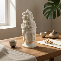 Seated Guanyin Statue Chinese Zen Style Guanyin Statue Detailed Robes for Home